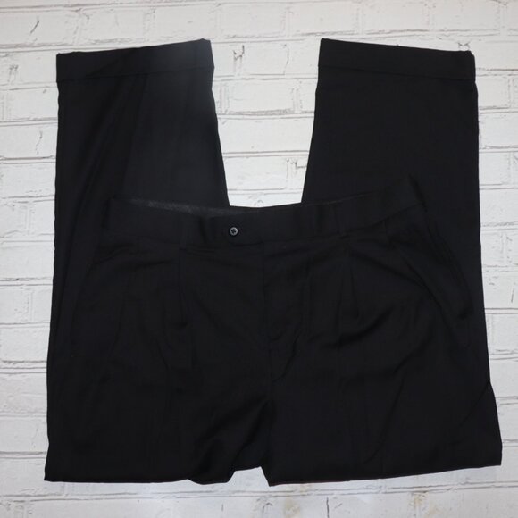 🖤🦁👖 Stafford Black Dress Pants · 38x30 · Wool Blend - Picture 1 of 5